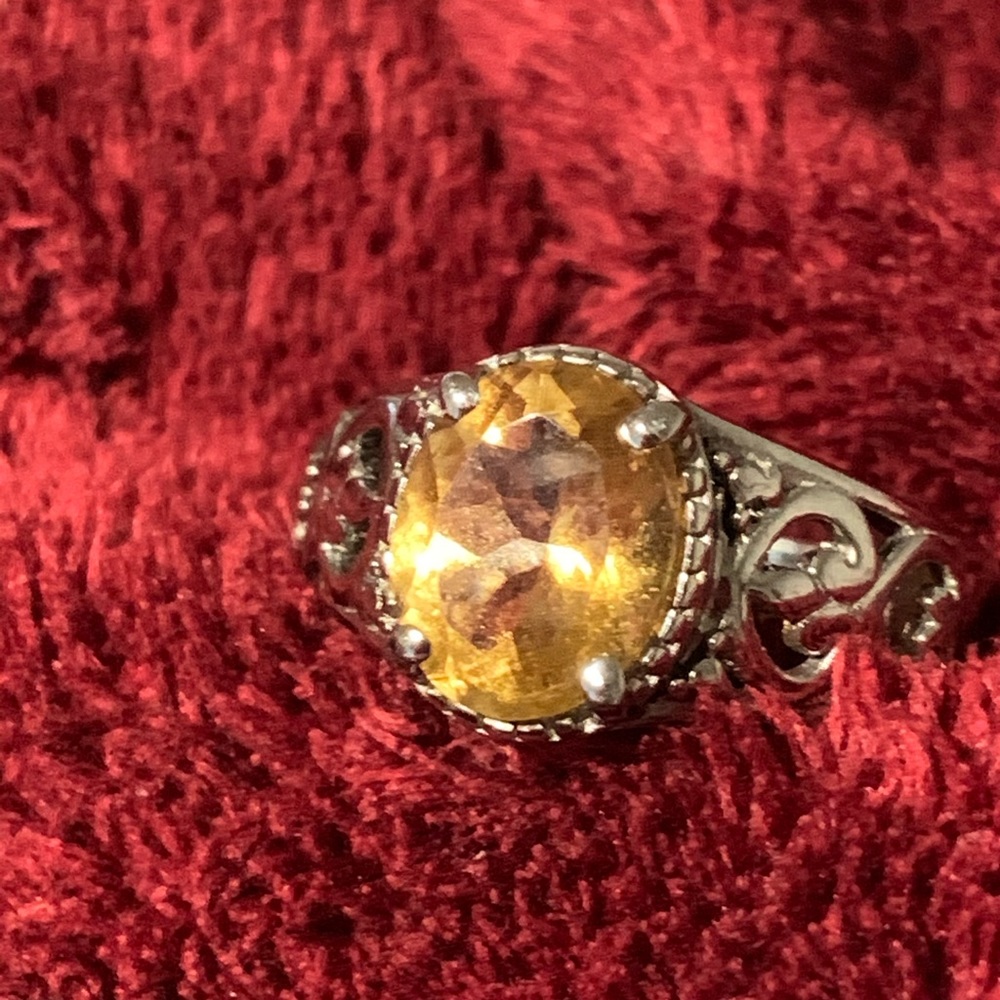 Brazilian citrine set one sterling silver. Size 6